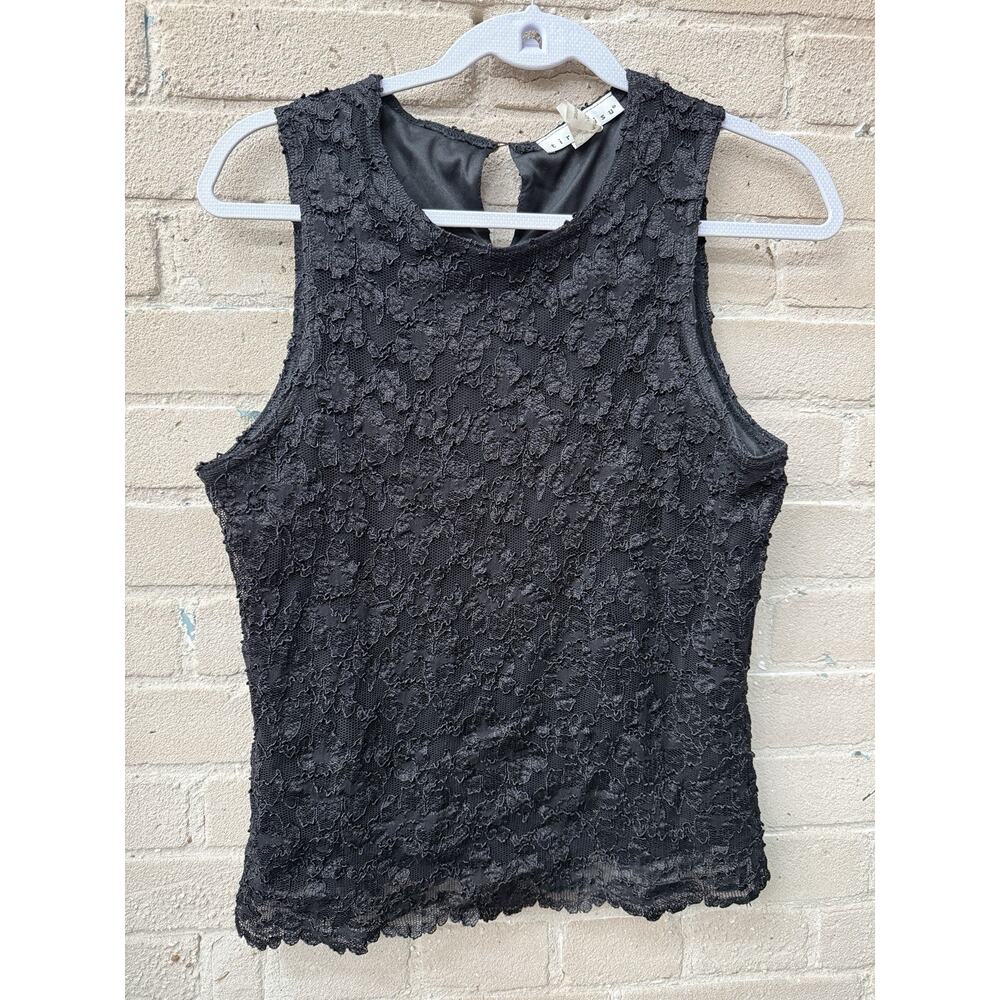 Vintage 90s Y2K Lace Sleeveless Top Size Large Stretch Bodycon WhimsyGoth Crop